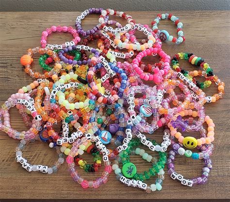 15 Random Kandi Bracelets Kandi Singles Plur Assorted Beaded Bracelets Rave Kandi Friendship
