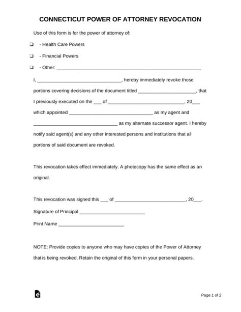 Free Connecticut Power Of Attorney Forms Pdf Eforms Free Fillable