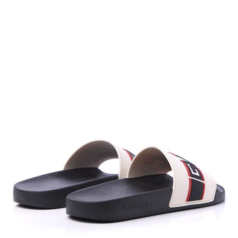 Gucci Rubber Mens Stripe Slide Sandals 40 White 612490 Fashionphile