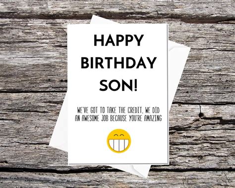 Son Birthday Card Funny Son Card Son Card From Mum And Dad Etsy