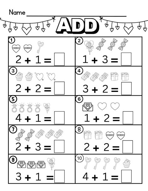 Valentines Day Addition Math Worksheets Multiple Etsy