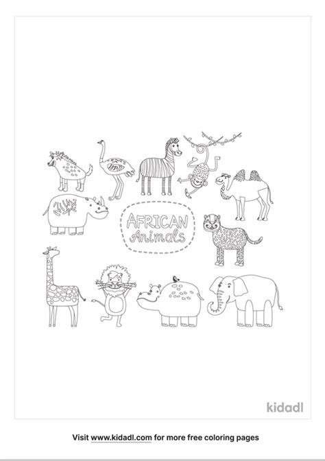 African Animals Coloring Page Free African Coloring Page Kidadl