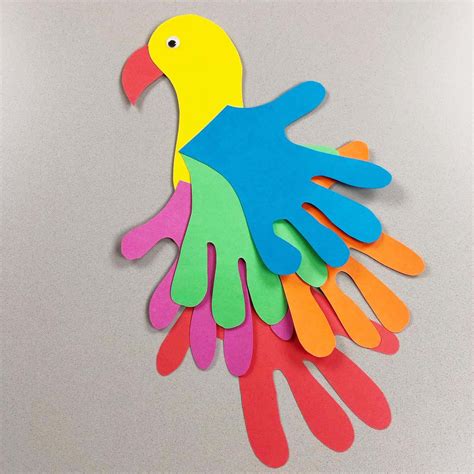 Handprint Parrot Easy Kids Craft Activity Emma Owl