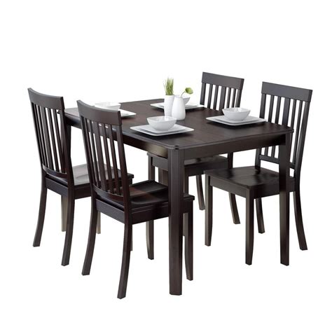 Atwood 5 Piece Dining Set With Cappuccino Stained Chairs Dining