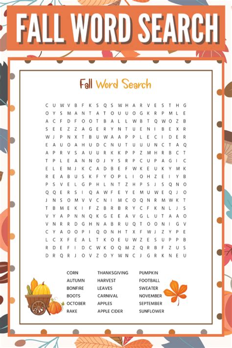 Fall Word Search Free Printable