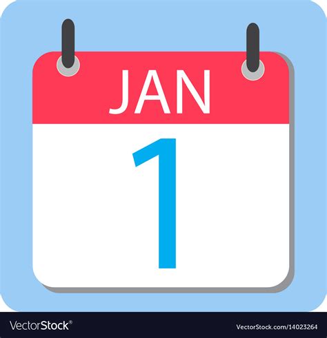January Calendar Red Icon New Year Royalty Free Vector