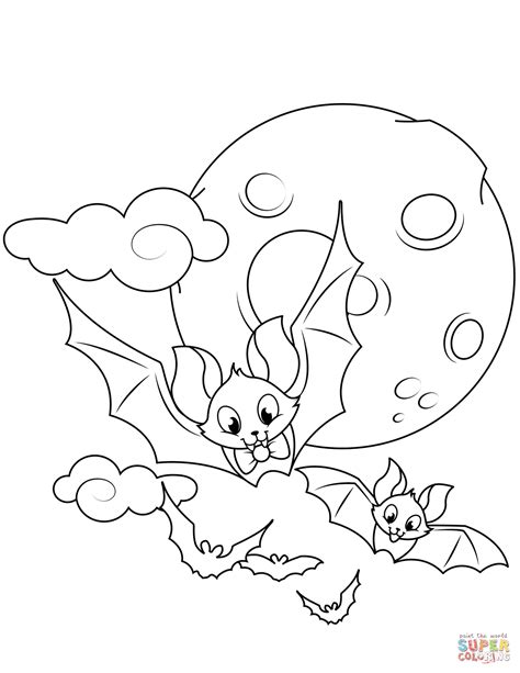 Cute Flying Bats Coloring Page Free Printable Coloring Pages Bat