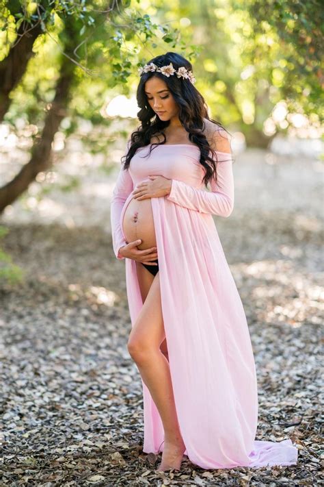 Ynimioaox Womens Off Shoulder Long Sleeve Maternity Dress For Photography Chiffon Maternity