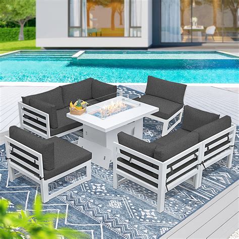 NICESOUL 7 Pieces Aluminum Outdoor Patio Sectional Furniture Sofa Set