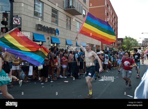 the chicago gay pride parade began at noon at montrose and broadway on the north side of the