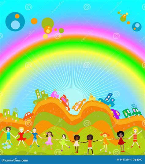 Kids And Rainbow Royalty Free Stock Photo Image 3467235