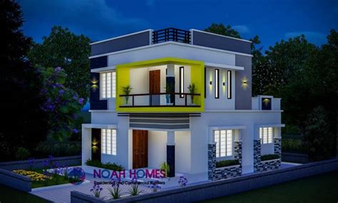 1195 Sq Ft 3BHK Double Floor Modern Flat Roof House and Plan, Cost 18