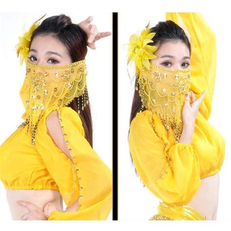 Indian Belly Dance Face Veil Bling Sequins Beads Tassel Dancing Costumes Cosplay Ebay