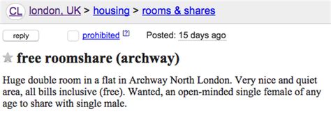 Creepy Ads From People On Craigslist Who Are Offering Free Rooms