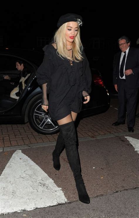 Rita Ora Style Leather Thigh High Boots Soho House Otk Famous Women Celebs Celebrities