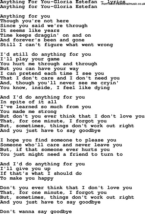 Love Song Lyrics Foranything For You Gloria Estefan