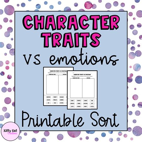 Character Traits Vs Emotions Sorting Activity Made By Teachers