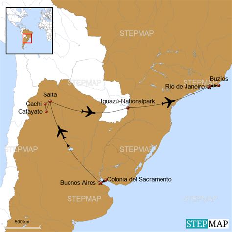 From wikipedia, the free encyclopedia. StepMap - Argentinien Brasilien Uruguay Karte - Eichhorn ...