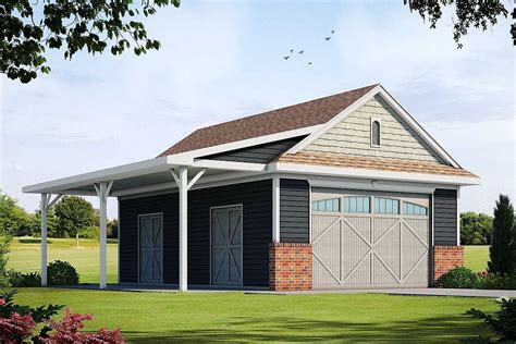 Plan 42558db Detached Garage Plan With Barn Like Doors And Covered Patio Garage Plans