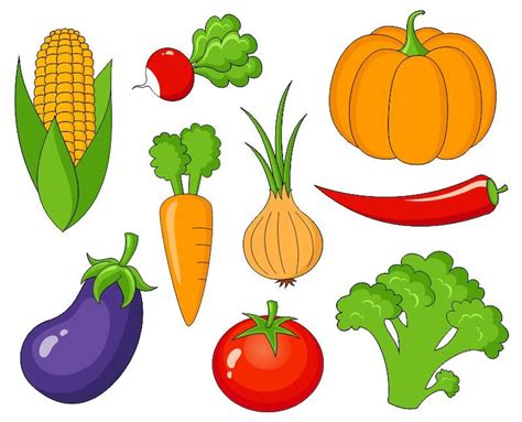 Vegetables Clip Art Cute Veggies Digital Clipart Corn Etsy