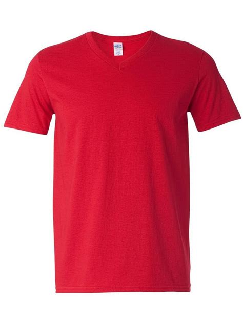 Gildan Adult Softstyle Cotton V Neck T Shirt Red