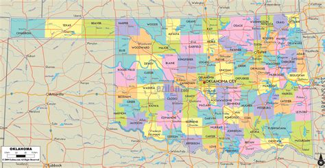 Detailed Political Map Of Oklahoma Ezilon Maps