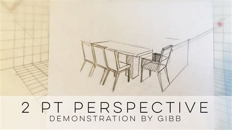 How To Draw 2 Point Perspective Dining Table And Chairs Youtube