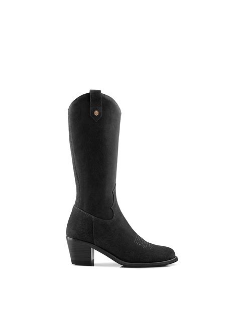 The Mid Calf Rockingham Womens Black Suede Boot Fairfax And Favor