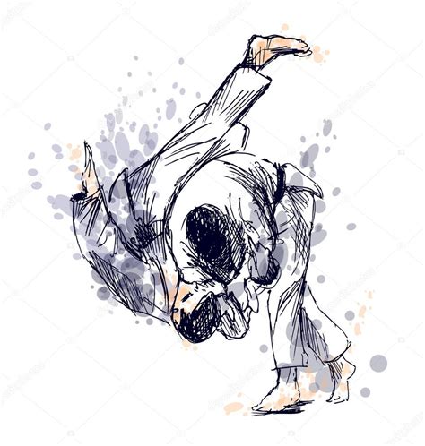 Colored Hand Sketch Fighting Judo Stock Vector Image By Onot 117757054