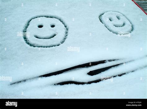 Winter Snow Smileys Faces Motoring Stock Photo Alamy