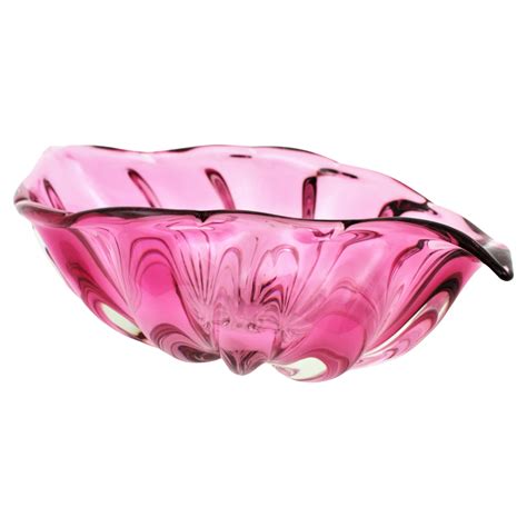 Alfredo Barbini Murano Sommerso Pink Art Glass Large Centerpiece Bowl For Sale At 1stdibs