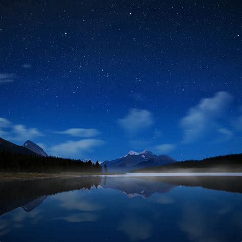 Night Lake Stars Water Smooth Surface Fog Ipad Air Wallpapers Free Download