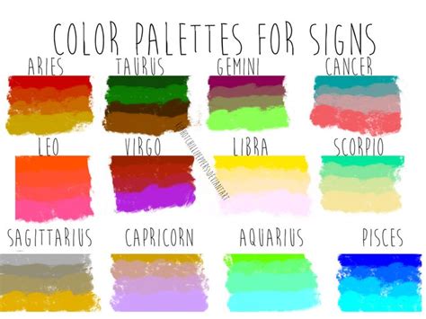 Color Palettes For Zodiac Signs By Redhotchillipeppers On Deviantart