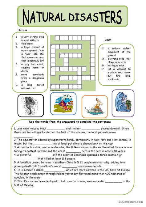 Natural Disasters Crossword English Esl Worksheets Pdf And Doc