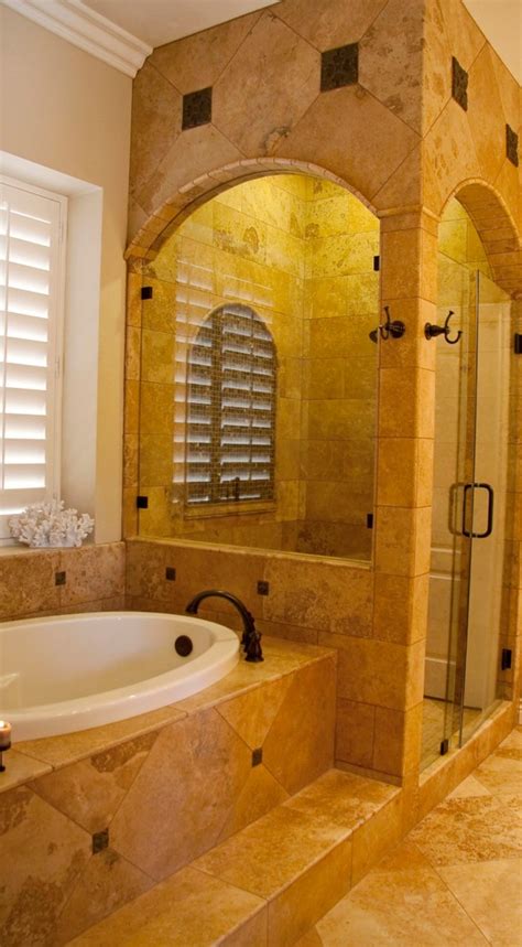 I've gotten a good deal on some large polished travertine tiles that i plan to use as a countertops for my kitchen and bathrooms. Custom Travertine Master Bath - Traditional - Bathroom ...