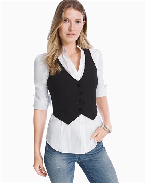 Womens Sleeveless Black Vest By Whbm Vest Outfits For Women Black Vest Outfit Waist Coat