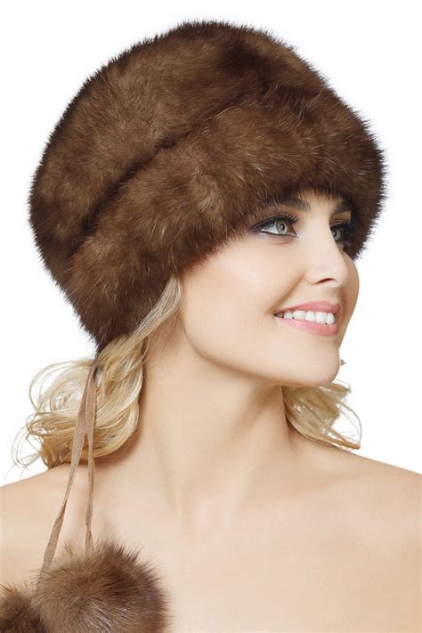 Real Sable Hat Two Pompom Hat