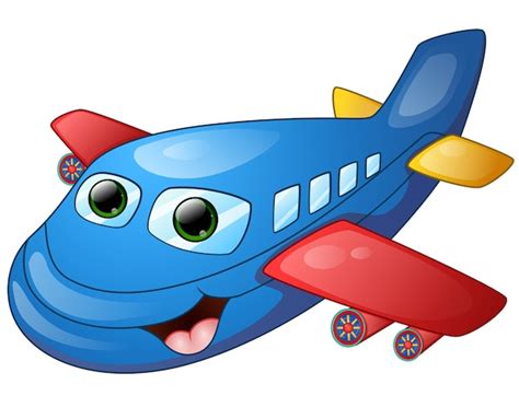 Dibujos Animados De Avión Feliz Vector Premium
