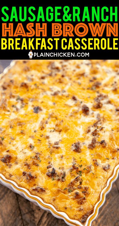 Add 12 eggs to a large bowl (use the same bowl from the first step). Sausage and Ranch Hash Brown Breakfast Casserole | Plain Chicken®