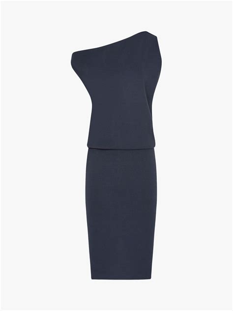 Reiss Claudine Draped Knitted Dress Navy