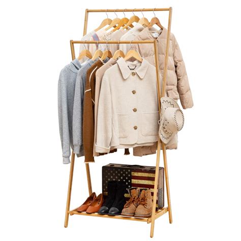 Buy Copree Bamboo Garment Coat Clothes Hanging Heavy Duty Rack Foldable
