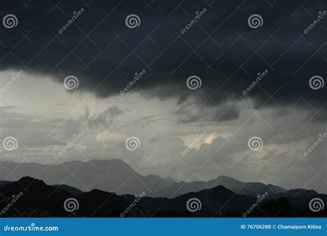 Strom And Big Black Cloud Over Mountain Stock Photo Image Of Monsoon