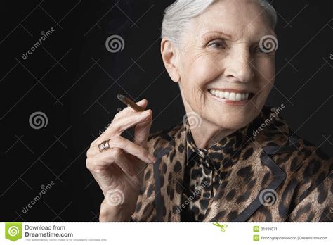 Senior Woman Smoking Cigarillo Stock Image Image 31839071