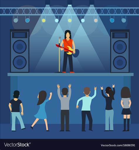 Concert Pop Group Artists On Scene Music Stage Vector Image