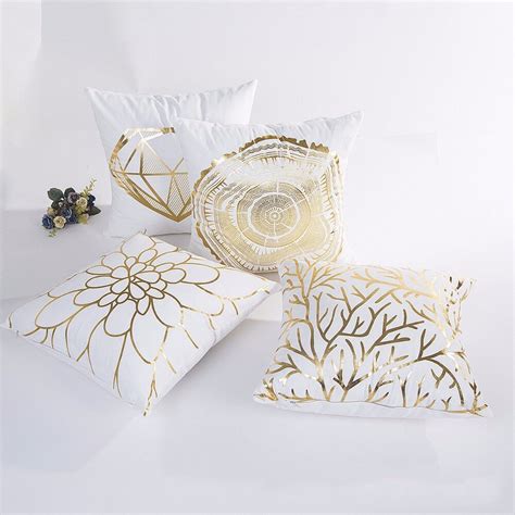 Luxury Bronzing Gold Pillow Case Golden Diamond Rings Cotton Tree