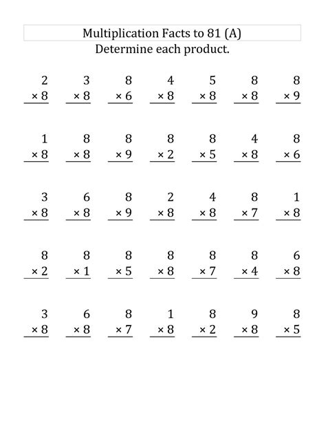 Printable Multiplication 8s Printable Multiplication Flash Cards