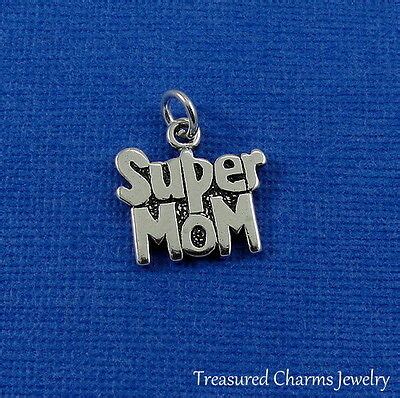 925 Sterling Silver Super Mom Charm Supermom Mothers Day Pendant NEW