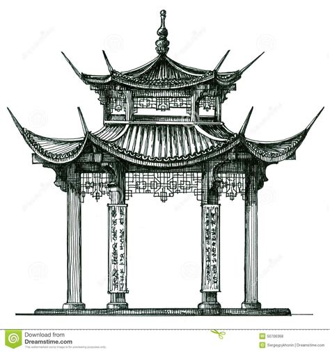 Asian contemporary house modern zen house bungalow house. chinese temple drawing - Google Search | Chinese ...