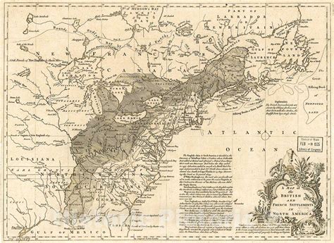 Historic 1750 Map A Map Of The British And French Settlements In North America 60in X 44in