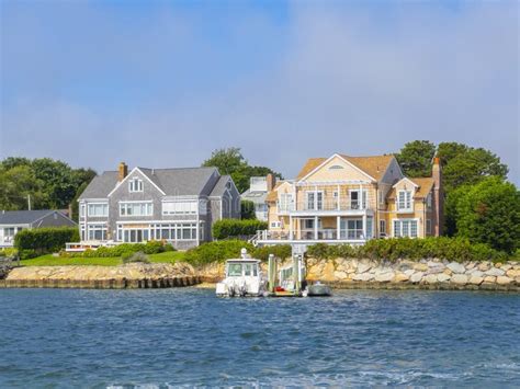 Historic Waterfront Houses Cape Cod Ma Usa Stock Image Image Of